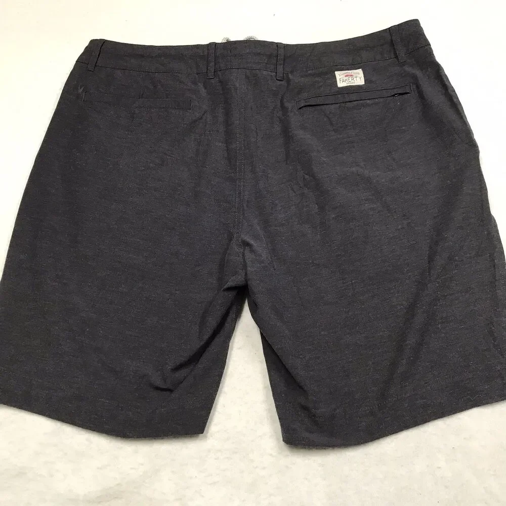 FAHERTY All Day Shorts Men 36 Black Dark Charcoal Performance Stretch Golf Beach